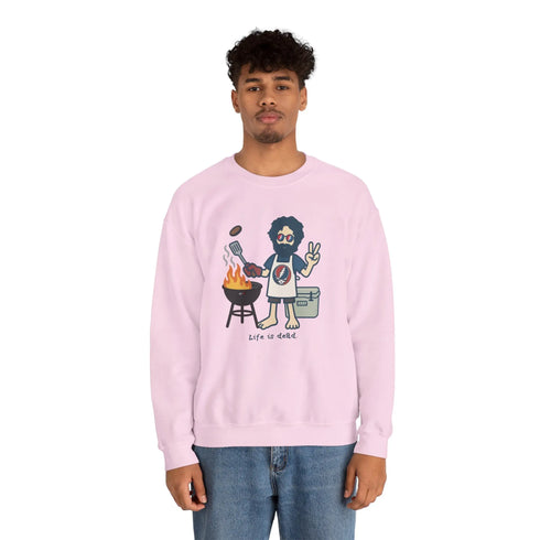 Grateful Dead - Grillin' Jerry | Life is dead. Crewneck Sweatshirt - StealieShop